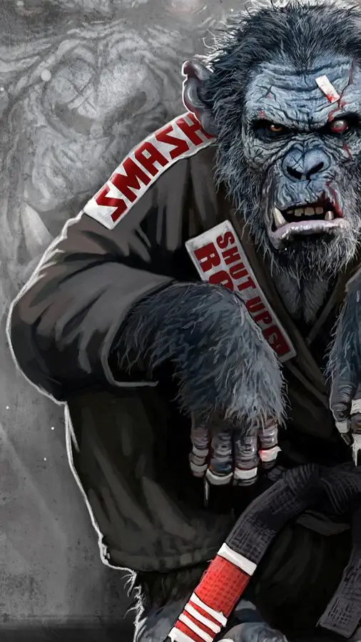 jiu jitsu monkey. respect is earn and taken