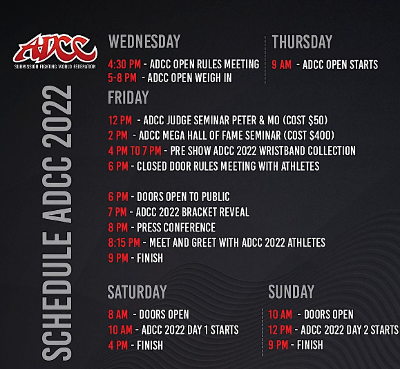 adcc schedule
