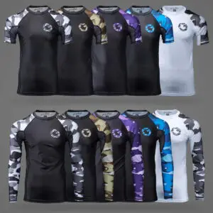 gold bjj camo rash guards long sleeve and short sleeve